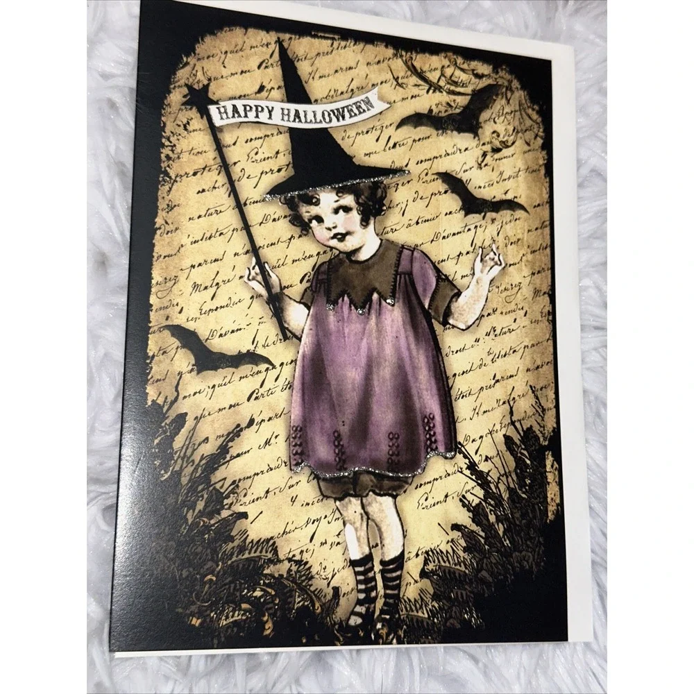 Halloween Card Lot‎ of 3 Handmade Postcard Blank Inside Gothic Happy Greeting